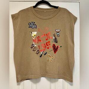 Martini Please Tan Graphic Tank Top